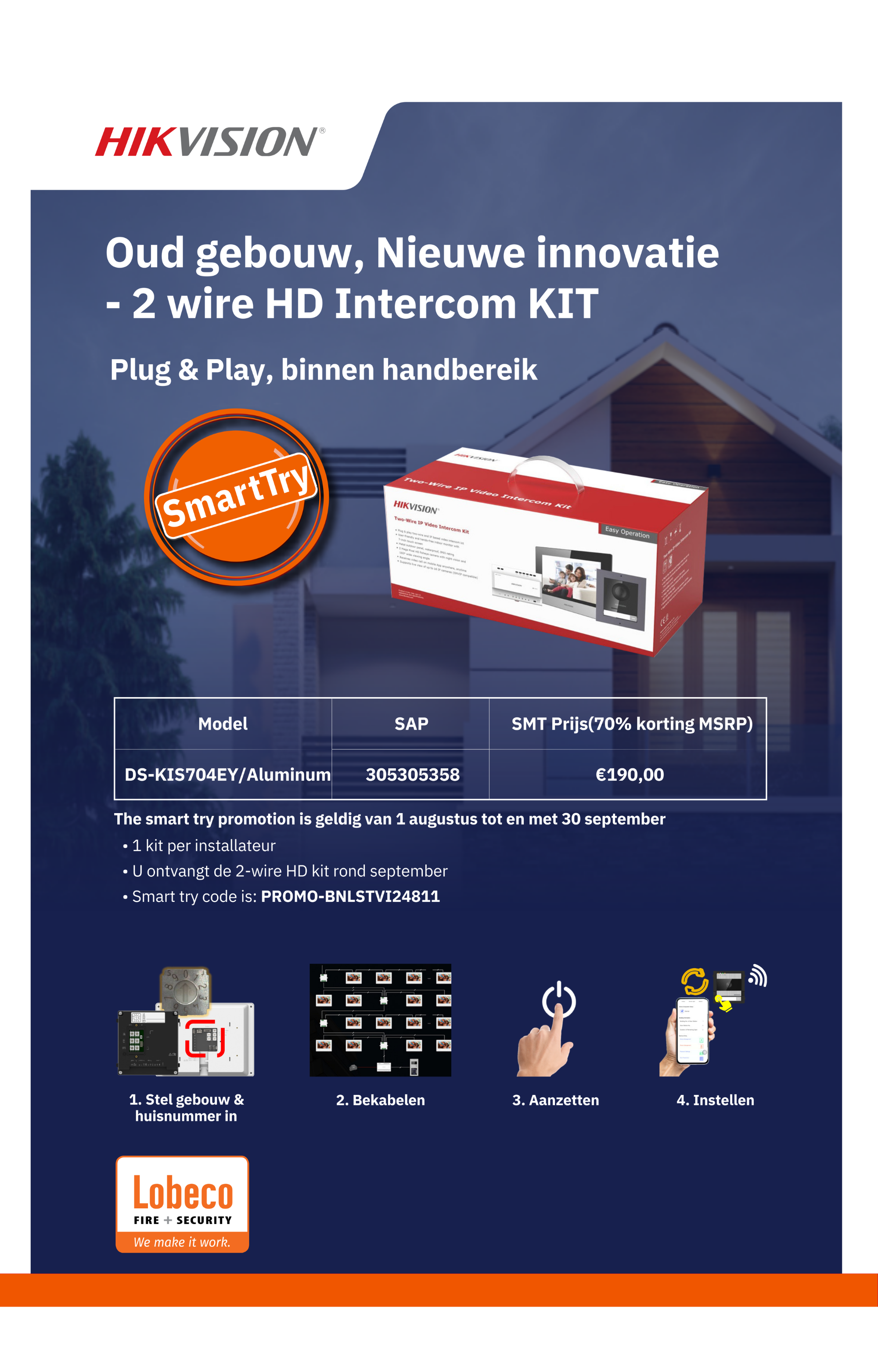 Hikvision 2 Wire HD Intercom KIT SmartTry